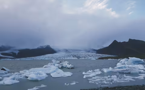 Photo of Fjallsarlon, a glacial lake in the Vatnajokull National Park.