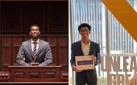 Juneteenth scholarship winners Nicholas Chin, left, and Jordan Ozley