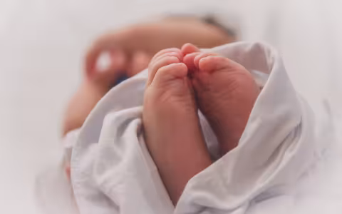 Stock photo of a newborn's feet