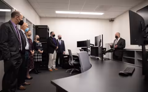 Dean Bob Griffin delivering ETEC Tour to Homeland Security Leaders