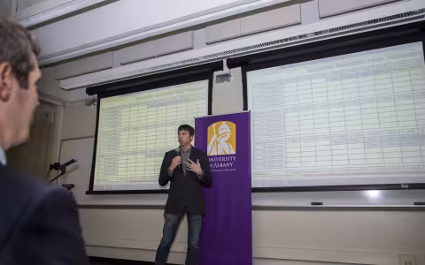 COE's Nick Bassill displays a new dashboard to help school districts with weather-related closing decisions.