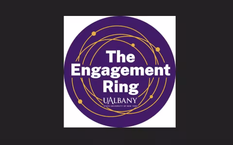 logo for The Engagement Ring podcast at UAlbany.