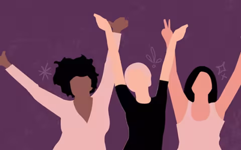 Artistic graphic of three women posing together