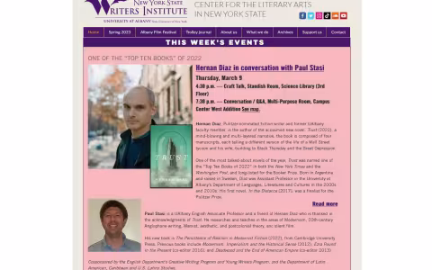 NYS Writers Insitute webpage info at www.nyswritersinstitute.org