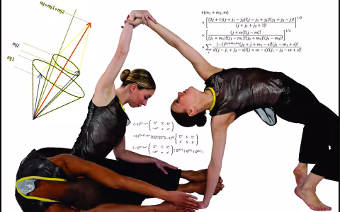 three people intertwined with scientific formulas