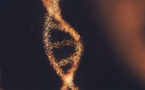 Dots of light form the shape of DNA.