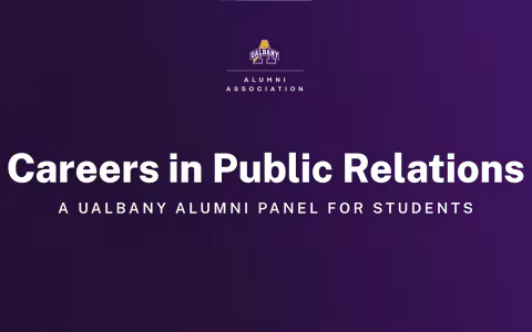 Careers in Public Relations, a UAlbany Alumni Panel for Students title banner