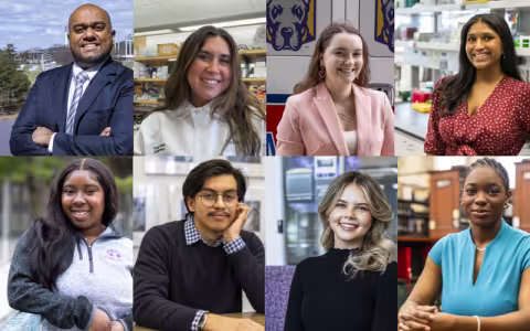 composite of eight student portraits