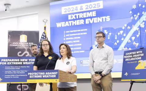 New York Governor Kathy Hochul visits the State Weather Risk Communication Center (SWRC) at the University at Albany's ETEC Building on Friday, July 11, 2025. (photo by Patrick Dodson)