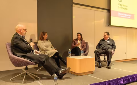Lucila Zamboni, second from right, speaks on a Prescription for Progress panel. 
