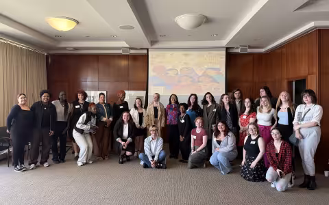 Students presenting at UAlbany Showcase 2025