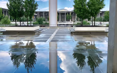 UAlbany Poduim with puddles