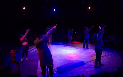 Actors rehearsing for the UAlbany theatre production of "The Drunken City".