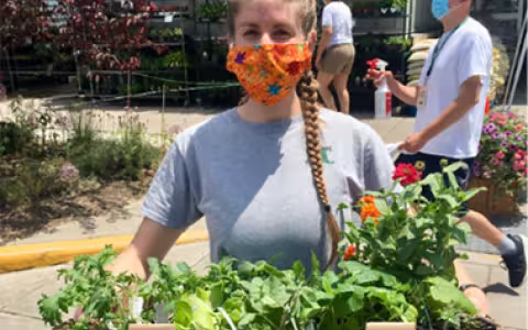 SPH student Leanna Komoroske at her internship at Brightside Up, where she helped with the Farm to Preschool program. 