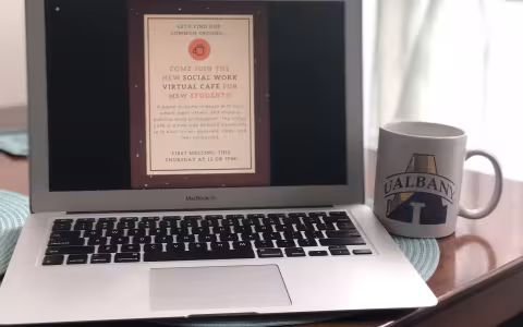 computer with mug