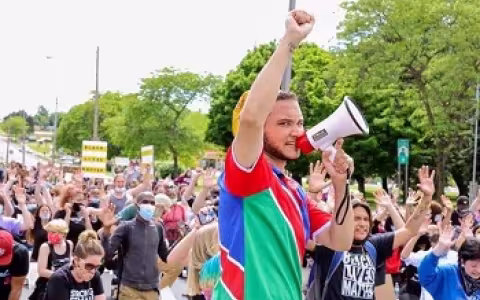Omar van Reenen led a peaceful Black Lives Matter demonstration on the SUNY Oswego campus in June.