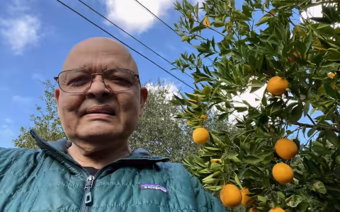 Jagdish Gangolly in his orchard
