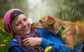 woman and pet