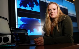 Graduate student Vanessa Przybylo in the xCITE Lab. 