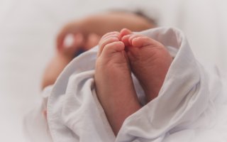 Stock photo of a newborn's feet