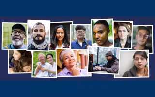 Two rows of photos of men and women of various ages and ethnicities