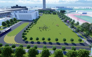 The BRT route down Alumni Drive into the Science Library turnaround