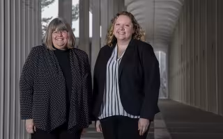 Dean of Education Virginia Goatley and PhD student Erin Faeth