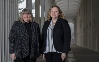 Dean of Education Virginia Goatley and PhD student Erin Faeth