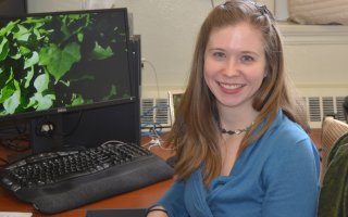 CHSR Director Margaret Gullick sits at her desk in an office on UAlbany's downtown campus.