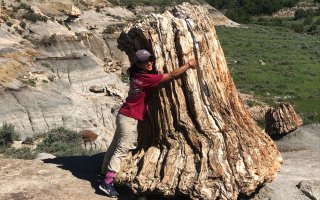 Elena Neimeyer enjoys the scenery at the Central Grasslands Research Center at North Dakota State.