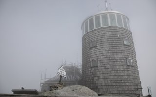 The front of ASRC's Whiteface Mountain Field Station on a cloudy day.