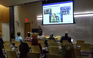 Students view a presentation inside ETEC during an FIC workshop.