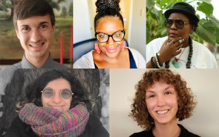 Collage of images featuring the five students who will be leading conversations as part of the School of Social Welfare's Showcase program. 