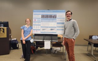 Saratoga High School Junior Kaitlin Munro stands with her teacher Peter Robinson in the Campus Center Board Room.