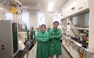  Alma Kolakji is spending her summer working in the lab of Assistant Professor Michael Yetying, trying to help make rocket fuel more environmentally friendly, part of the UAlbany Summer Undergraduate Research Program. (Photo by Michael Parker)