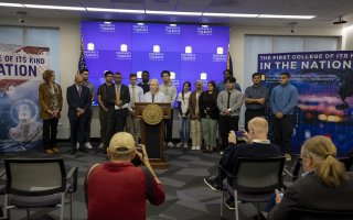 Senator Gillibrand offers remarks from the CEHC Ops Command Center.