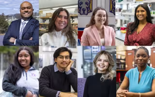 composite of eight student portraits