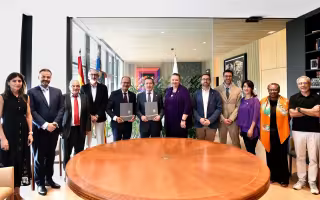 Leaders from UAlbany and UPV at signing of agreement 