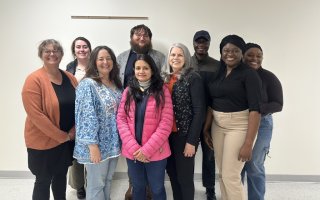 Students stand at the Greene County Health Department for a class photo.