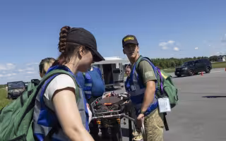 Students participate in the New York Hope Disaster Response Exercise at the State Preparedness Training Center in Oriskany, N.Y.