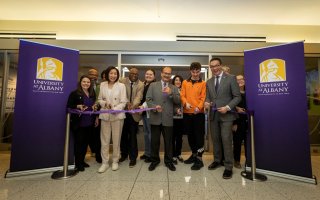 UAlbany leadership, staff and students celebrate the opening of the new Thrive Hub 