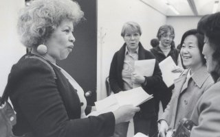 Toni Morrison, Albert Schweitzer Chair in the Humanities, University at Albany.  (Photo courtesy of the University Photograph Collection, 1847 - 2005)
