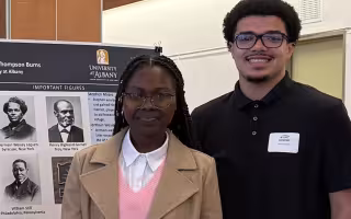 2026 President's Fellows Maureen Mbanga and Michael Simon present at Showcase