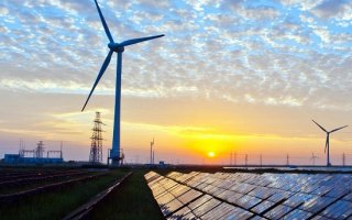 windmill and solar arrays