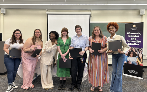 WGSS graduate and undergraduate students are honored during the Women’s, Gender and Sexuality Studies Spring Celebration May 1, 2024.