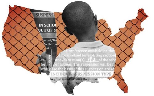 Child portrayed over a map of the United States with newsprint typed over it in an artistic way.