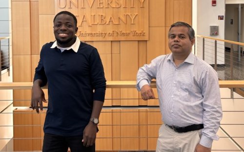 James Nimo with faculty collaborator Dr. Md. Aynul Bari.
