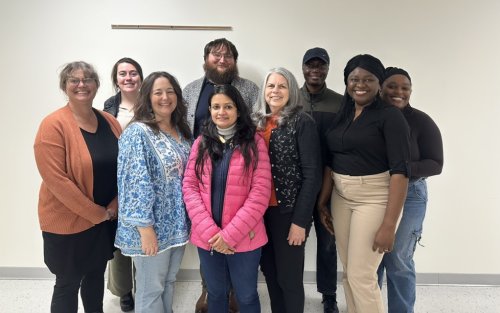 Students stand at the Greene County Health Department for a class photo.