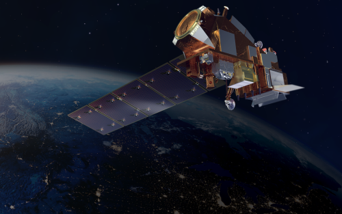 Artist’s rendering of the NOAA-21 satellite in Earth's orbit.