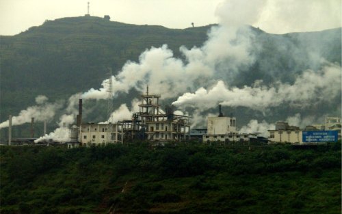 Smoke rises from a factory in China at the Yangtze River.